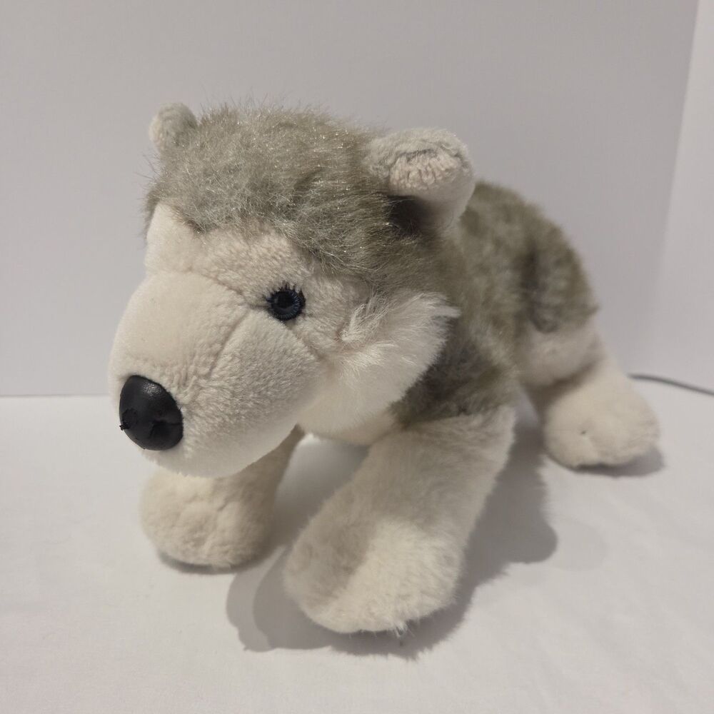 Build-A-Bear Siberian Husky 15” Retired Plush Gray White Blue Eyes Excellent